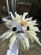 Load image into Gallery viewer, White, Ivory and Blsck Faux Flower, Pampas and Dried Foliage Wedding Collection