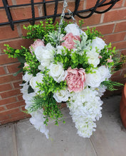 Load image into Gallery viewer, Hanging Basket - Pink Peony and White Roses