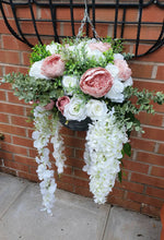 Load image into Gallery viewer, Artificial Luxury Hanging Basket - Blush pink and white - Brown hanging basket