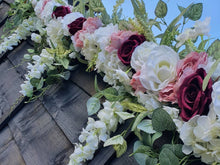 Load image into Gallery viewer, Romance Garland - Burgundy, Blush Pink and Ivory Garland - Garden, Wedding, Stair Rail
