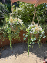Load image into Gallery viewer, Weaver Hanging Basket - Ivory and greenery
