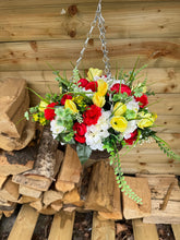 Load image into Gallery viewer, Red,Lemon and Ivory 10 inch Hanging Basket
