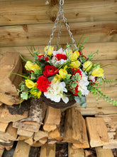 Load image into Gallery viewer, Red,Lemon and Ivory 10 inch Hanging Basket
