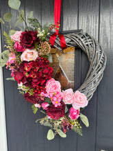 Load image into Gallery viewer, Pink and Red Valentines Heart Wreath - Grey
