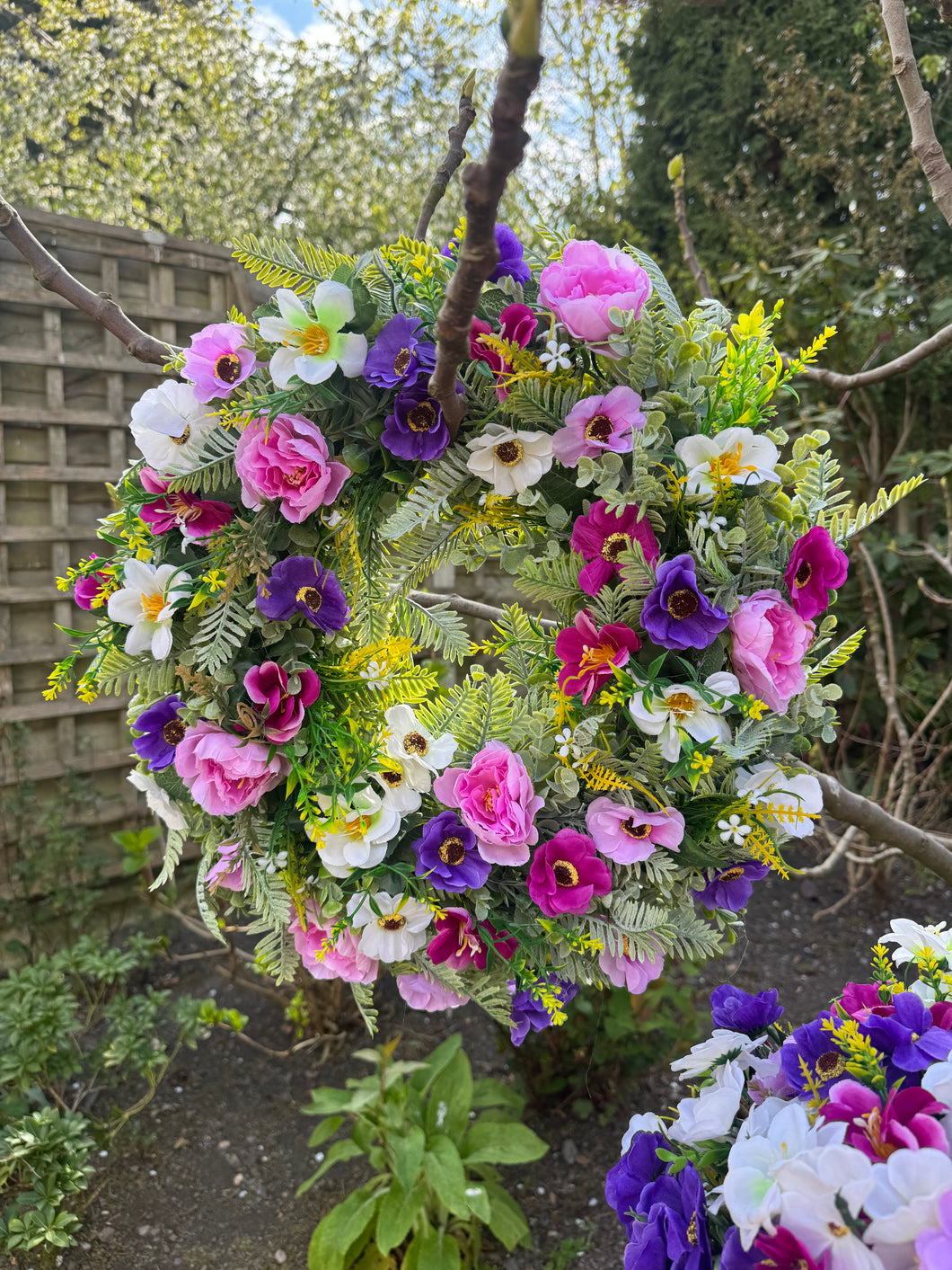 Purple Lilac and Ivory Wreath