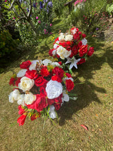 Load image into Gallery viewer, Red and White Artificial Grave Pot
