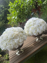 Load image into Gallery viewer, Medium Rose and Hydrangea Bowl Silver
