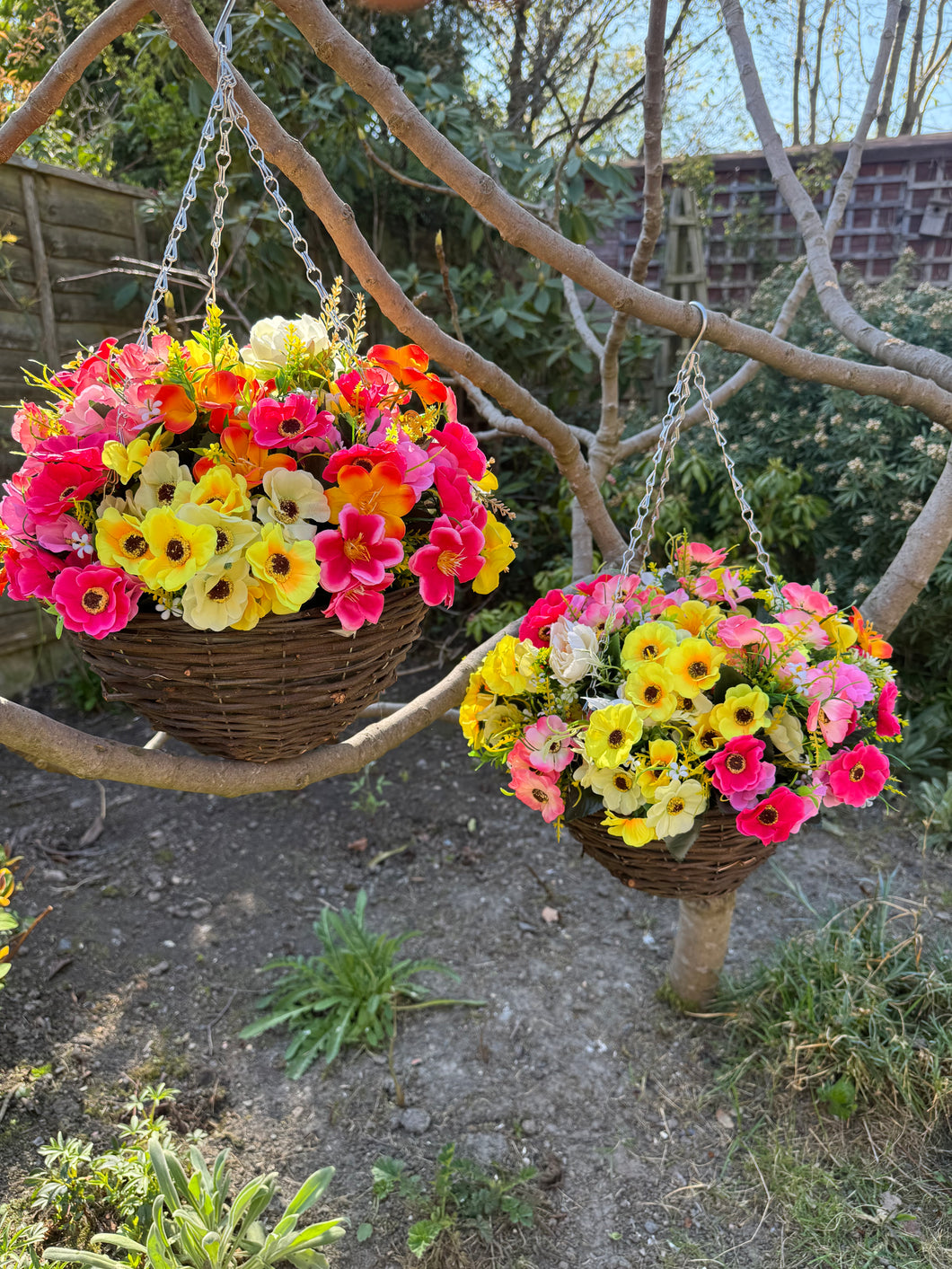 Summer 2025 Deal - Pink , Yellow and Orange Artificial Hanging Baskets