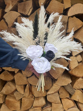 Load image into Gallery viewer, White, Ivory and Blsck Faux Flower, Pampas and Dried Foliage Wedding Collection

