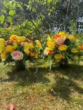 Load image into Gallery viewer, Orange and Yellow Mix Artificial Grave Pot
