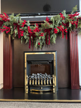 Load image into Gallery viewer, Burgundy and Red Bow and Berry 6ft Garland
