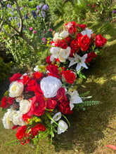 Load image into Gallery viewer, Red and White Artificial Grave Pot
