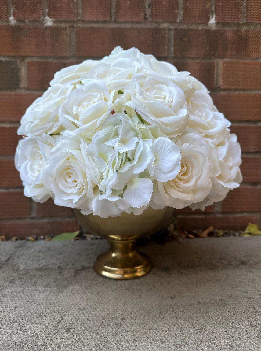Medium Rose and Hydrangea Bowl Gold