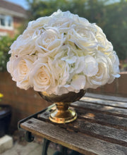 Load image into Gallery viewer, Medium Rose and Hydrangea Bowl Gold
