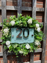Load image into Gallery viewer, Personalised Wall Sign - Ivory and White Artificial Flowers
