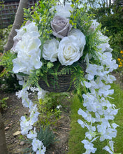 Load image into Gallery viewer, Grey, White and Ivory 12 inch Hanging Basket
