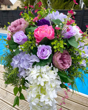 Load image into Gallery viewer, Purple, Lilac, Cerise and Mauve Hanging Basket
