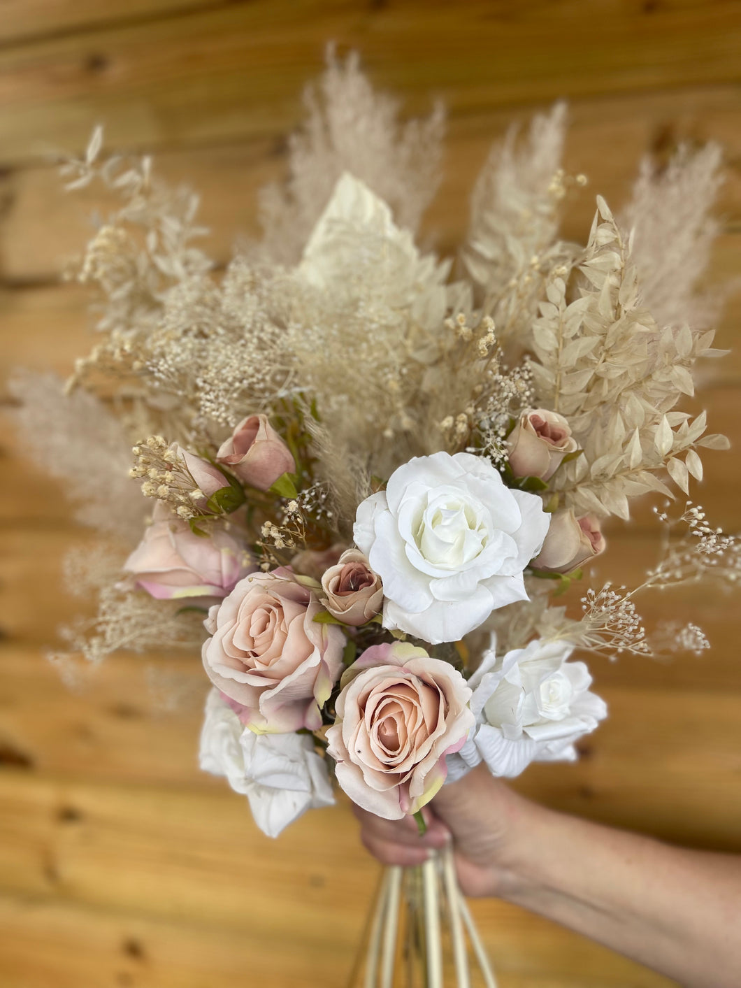 Nude and Ivory Faux Flower, Pampas and Dried Foliage Wedding Collection